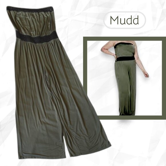 Mudd Strapless Olive Green Jumpsuit Large - Picture 1 of 11
